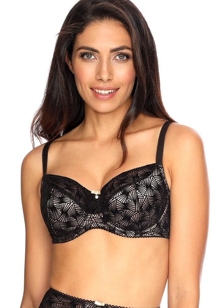Zoe semi soft pół usztywniany biustonosz unikat- czarny- morela 