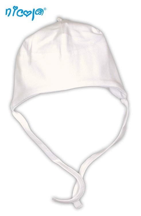 006  a 02 czapeczka niemowlęca wiązana basic nicol - ecru