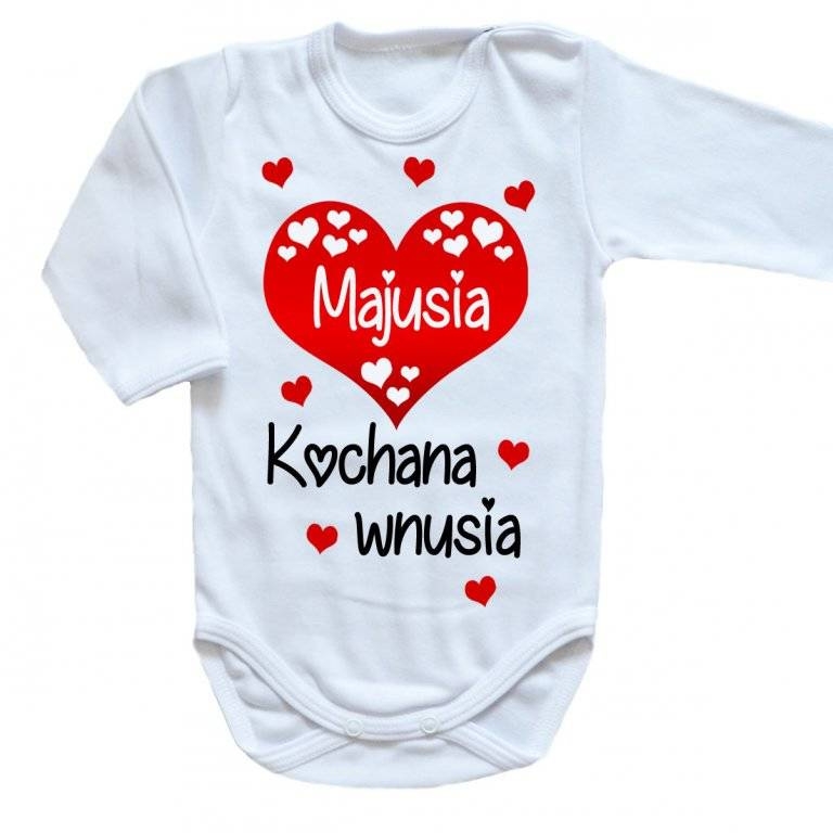kochana wnusia z imieniem body długi rękaw moocha biały 