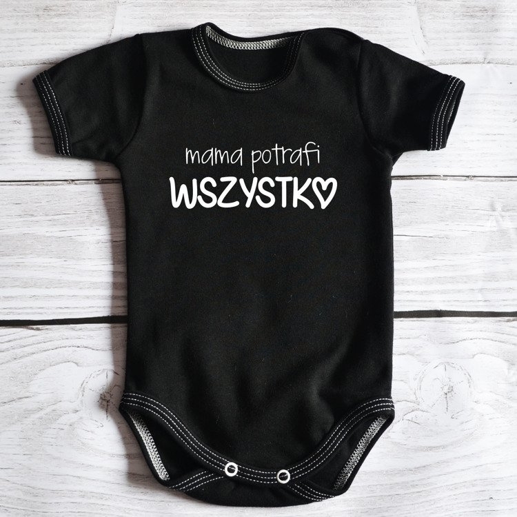 Body krótki rękaw mama potrafi wszystko moocha białe