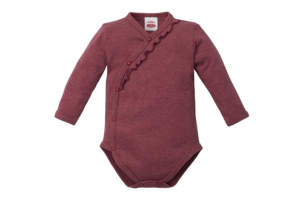 03218b roses body baby z długim rękawem makoma bordowy (w)