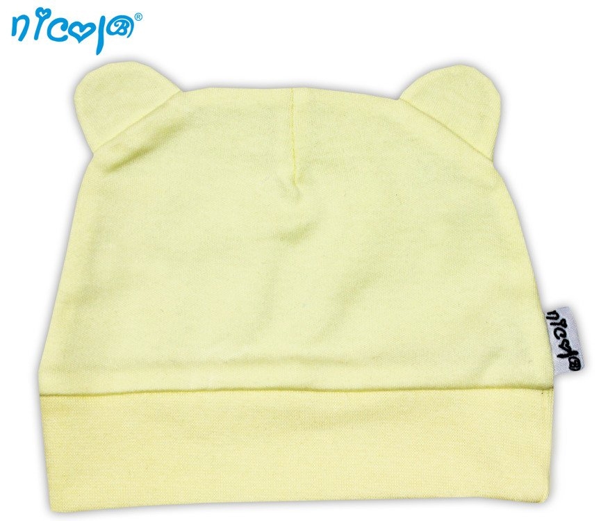 006  b 03 czapeczka niemowlęca z uszkami basic nicol - żółty