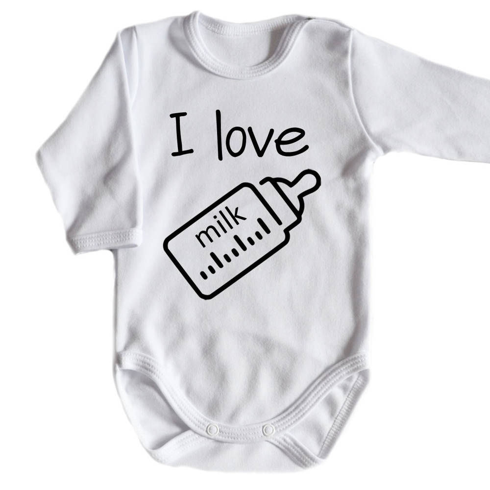 i love milk body długi rękaw moocha biały
