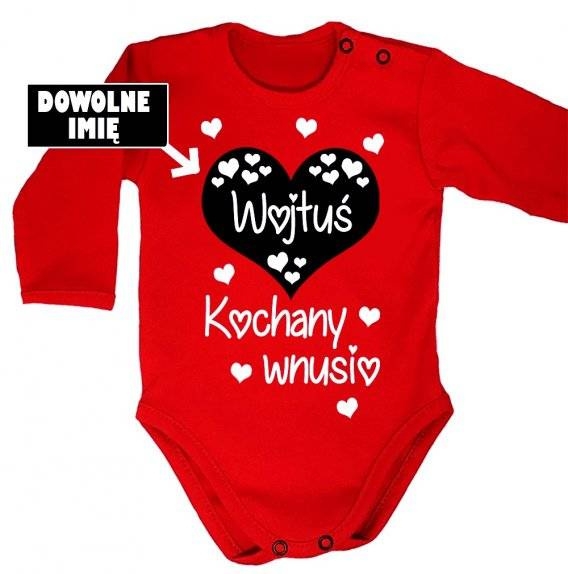 kochany wnusio z imieniem body długi rękaw moocha biały 