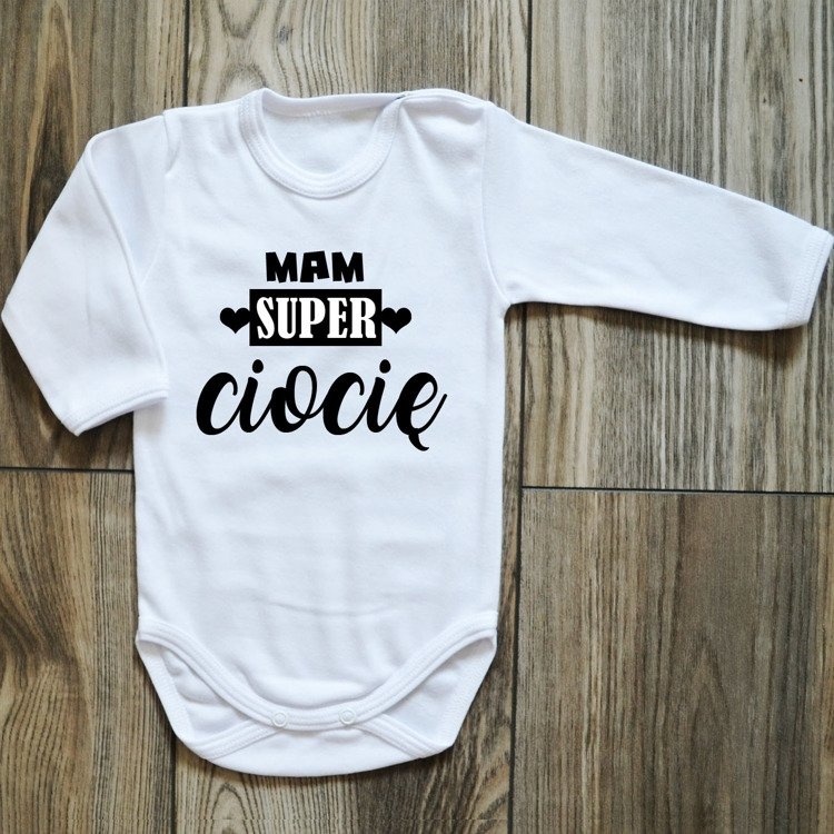 Body długi rękaw mam super ciocię moocha białe