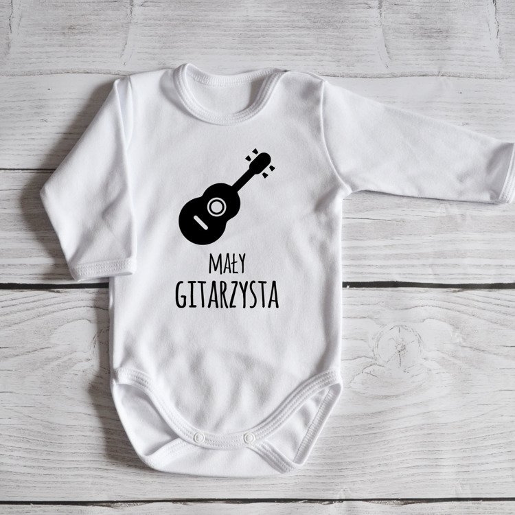 Body długi rękaw mały gitarzysta moocha białe