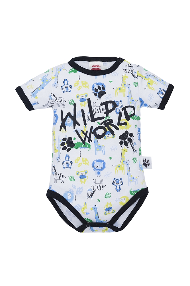 Body z krótkim rękawem wild world makoma druk
