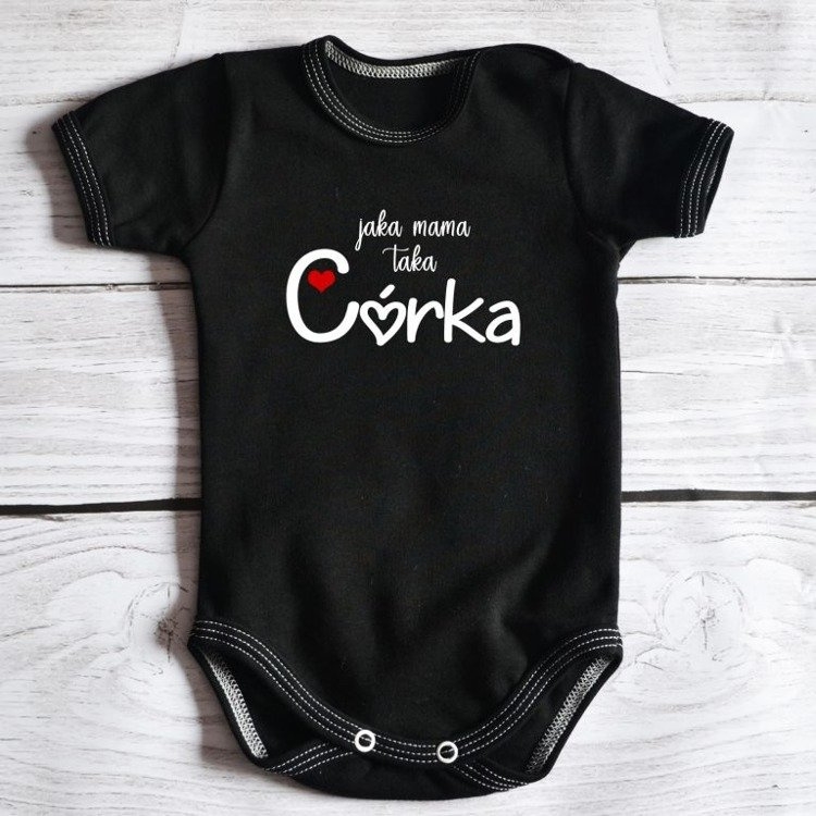 Body krótki rękaw jaka mama taka córka moocha czarne