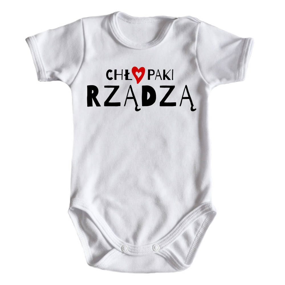 chłopaki rządzą body krótki rękaw moocha biały  