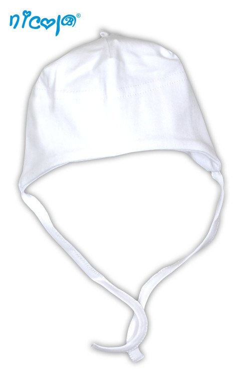 006  a 01 czapeczka niemowlęca wiązana basic nicol - biały
