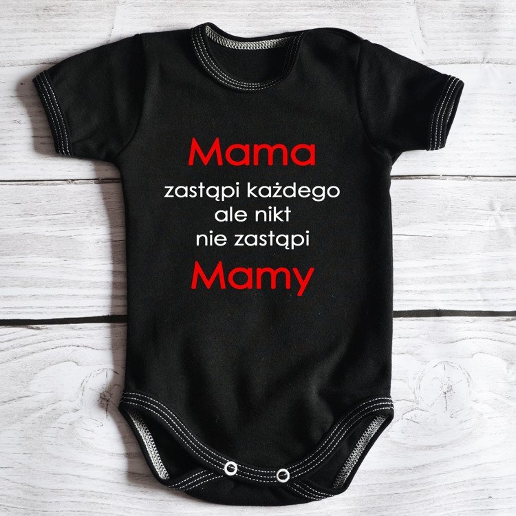 Body krótki rękaw mama zastąpi każdego, nikt nie zastąpi mamy moocha czarne