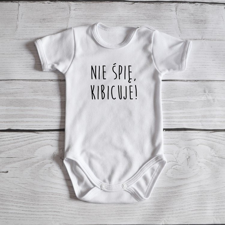 Body krótki rękaw nie śpię, kibicuję! moocha białe