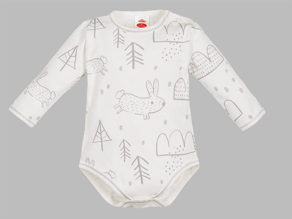 03202dr body z długim rękawem organic forest makoma druk