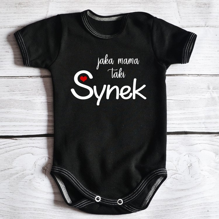 Body krótki rękaw jaka mama taki synek moocha czarne