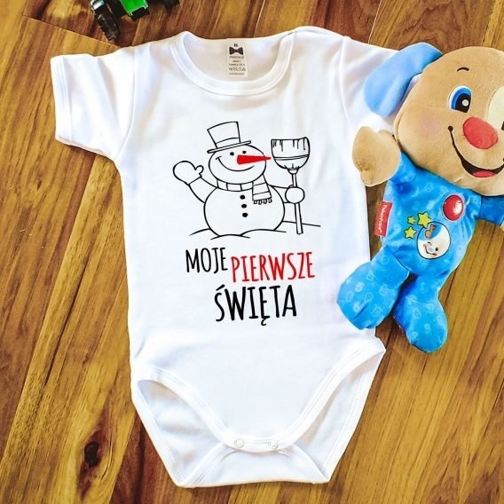 Body krótki rękaw moje pierwsze święta z bałwankiem moocha czarny