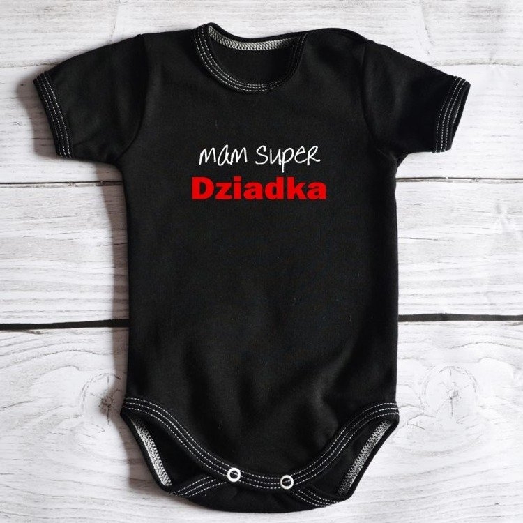 Body krótki rękaw mam super dziadka moocha czarne