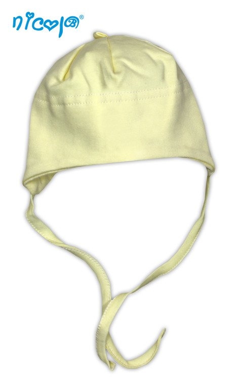 006  a 03 czapeczka niemowlęca wiązana basic nicol - żółty