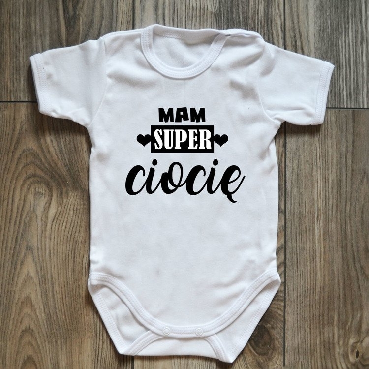 Body krótki rękaw mam super ciocię moocha białe