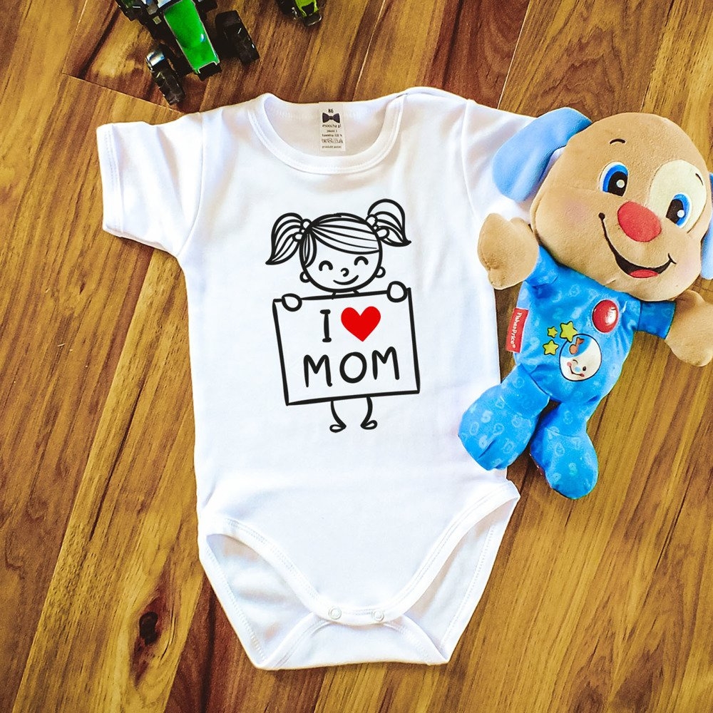 Body krótki rękaw i love mom moocha czarny