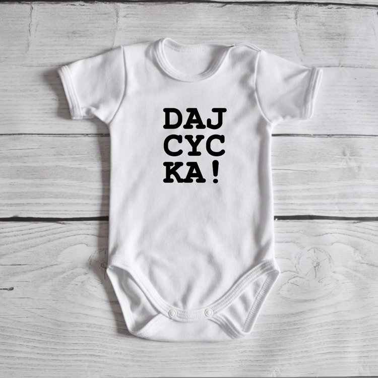Body krótki rękaw daj cycka! 1 moocha białe