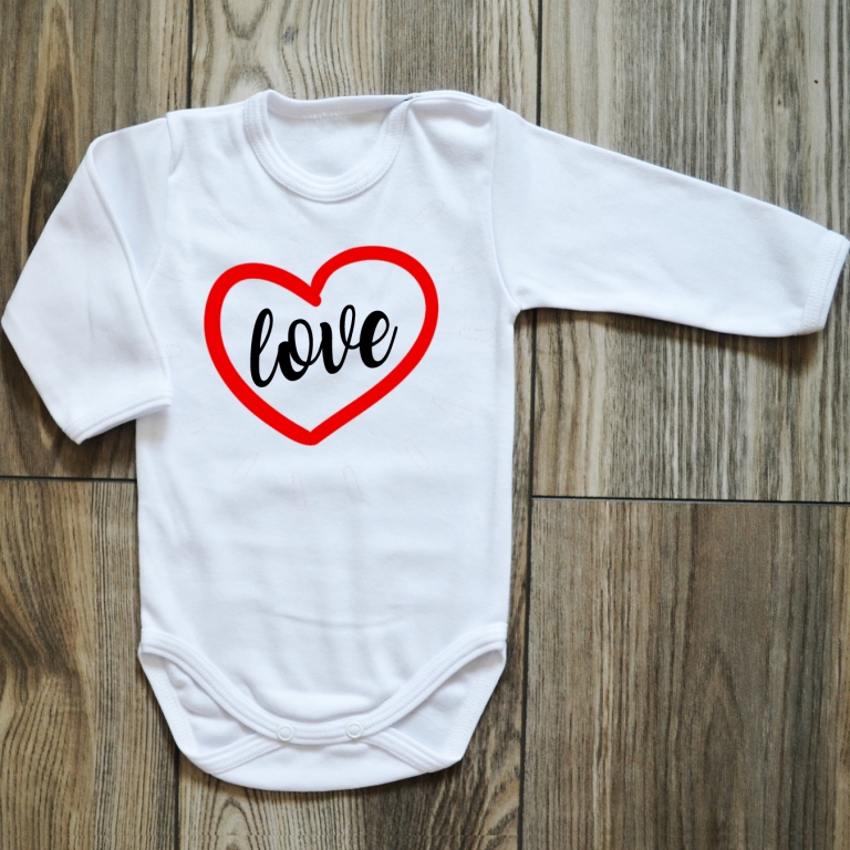 Body długi rękaw serce love na walentynki moocha białe