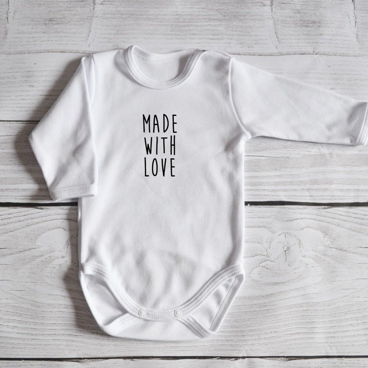 Body długi rękaw made with love moocha białe