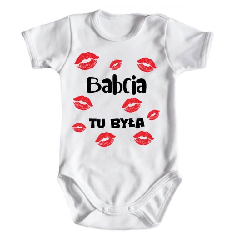 babcia tu była body niemowlęce krótki rękaw moocha biały 