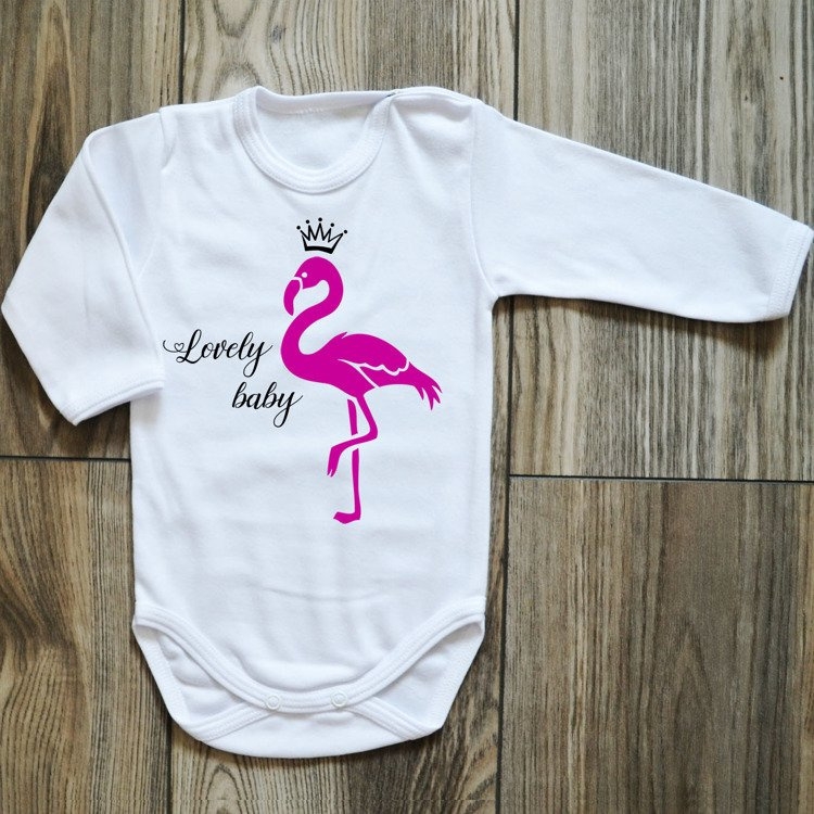 Body długi rękaw flaming z koroną lovely baby moocha białe