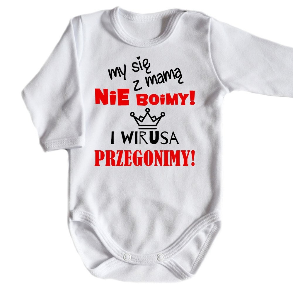 Body długi rękaw my się z mamą nie boimy moocha biały 