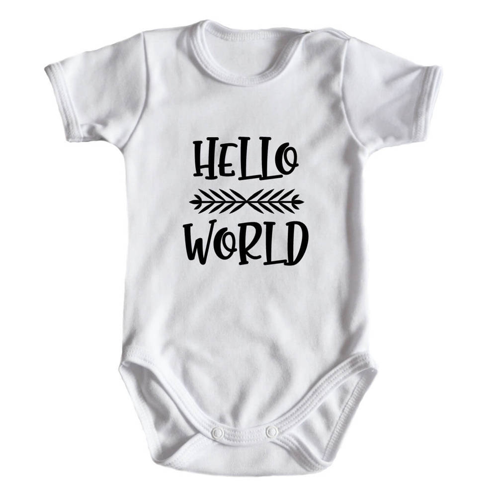 Body krótki rękaw hello world moocha biały