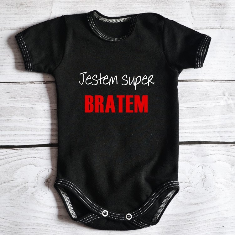 Body krótki rękaw jestem super bratem  moocha czarne