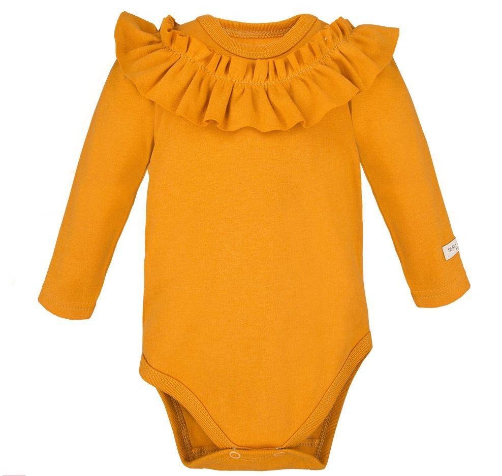 Body z długim rękawem, falbana simply comfy ewa klucze- wrzos