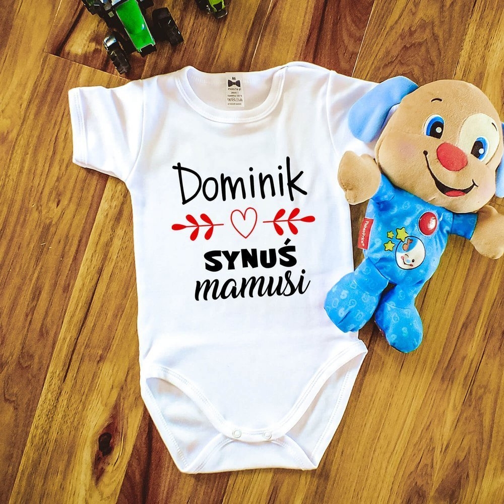 Body krótki rękaw synuś mamusi z imieniem moocha czarny