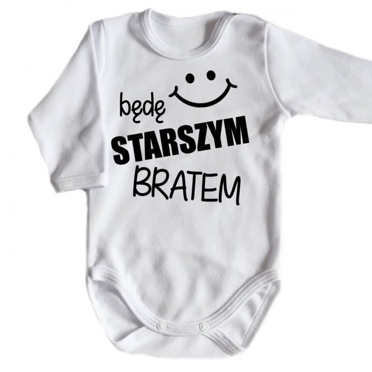 będę starszym bratem v2 body długi rękaw moocha biały 