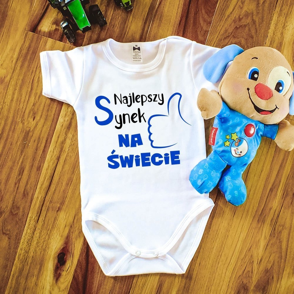 Body krótki rękaw najlepszy synek na świecie moocha biały 