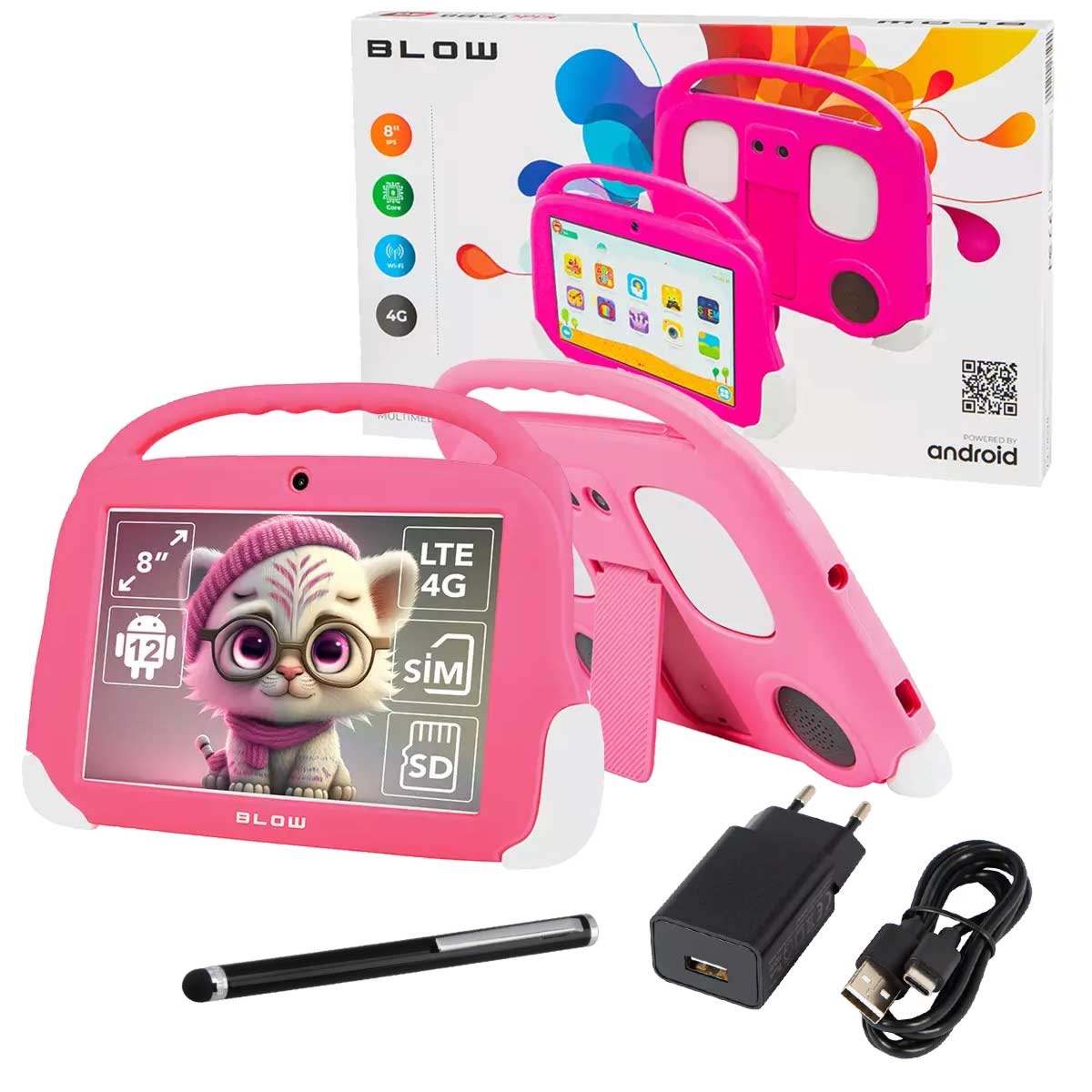 Tablet Blow KidsTab8 4G 4/64GB różowe etui