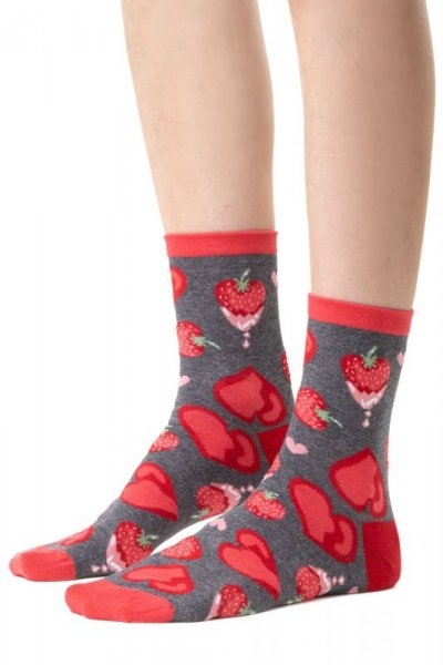 Skarpetki damskie Steven Walentynkowe 136 102 serca szare