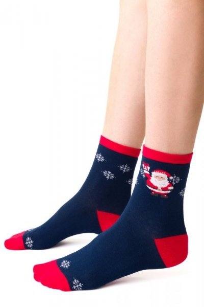 Skarpetki damskie Steven 136 088 Mikołaj granatowe