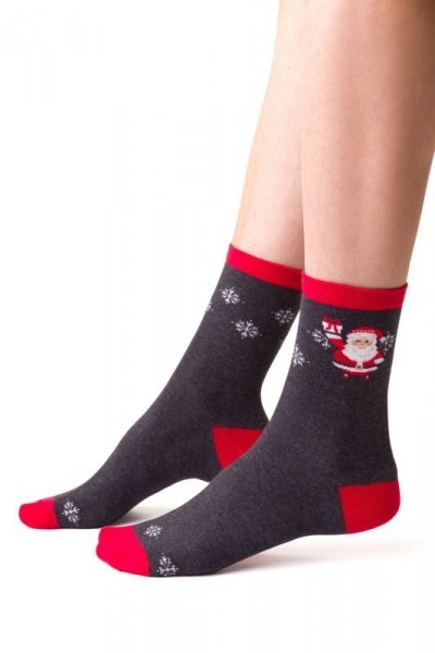 Skarpetki damskie Steven 136 089 Mikołaj szare