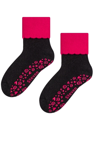 Skarpety dziecięce Steven abs 038 grafitowo czerwone