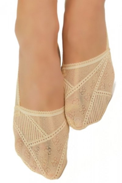 Stopki damskie Noviti SN 032 W 02 koronka beżowe