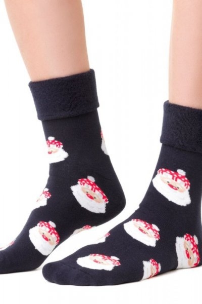 Skarpetki damskie Steven 030 048 Mikołaj granatowe