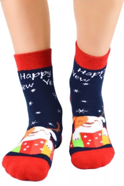 Skarpety dziecięce Noviti Frotta SF 012 U 01 renifer granatowe