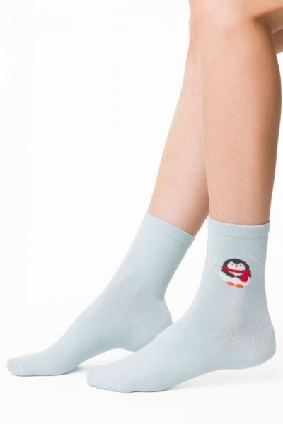 Skarpetki damskie Steven 099 881 pingwin miętowe