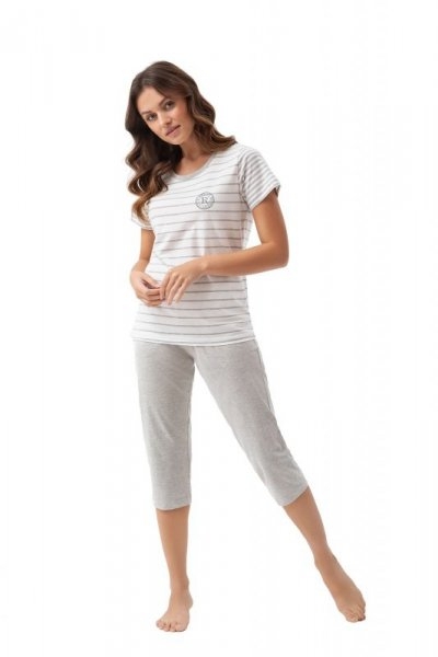 Piżama damska Luna 696 szare paski