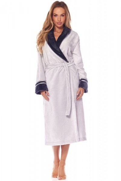 Szlafrok damski L&L długi Claudia 2206 perłowy