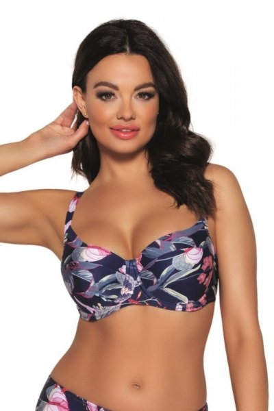 Biustonosz kąpielowy Ava sk 173 Navy flowers plus