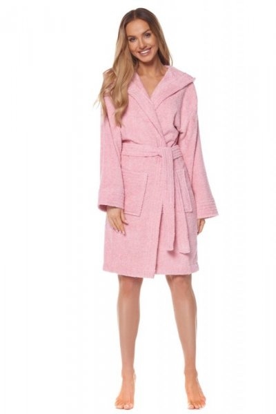Szlafrok damski L&L WMN SHRT 2101 pudrowy róż
