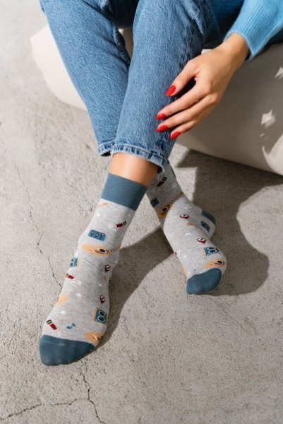 Skarpetki damskie Steven 039-007 Melanż Jasny Szary