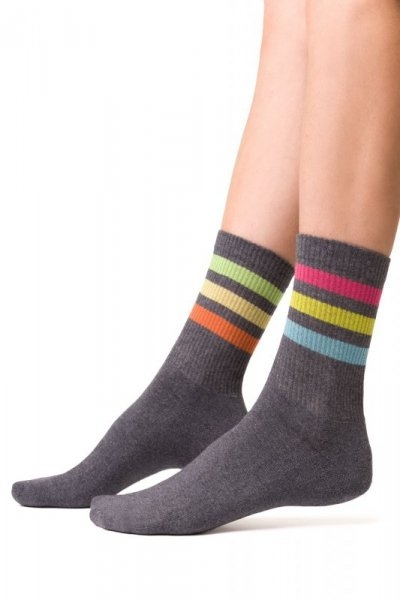Skarpety męskie More 082 007 paski melanżowo-szare